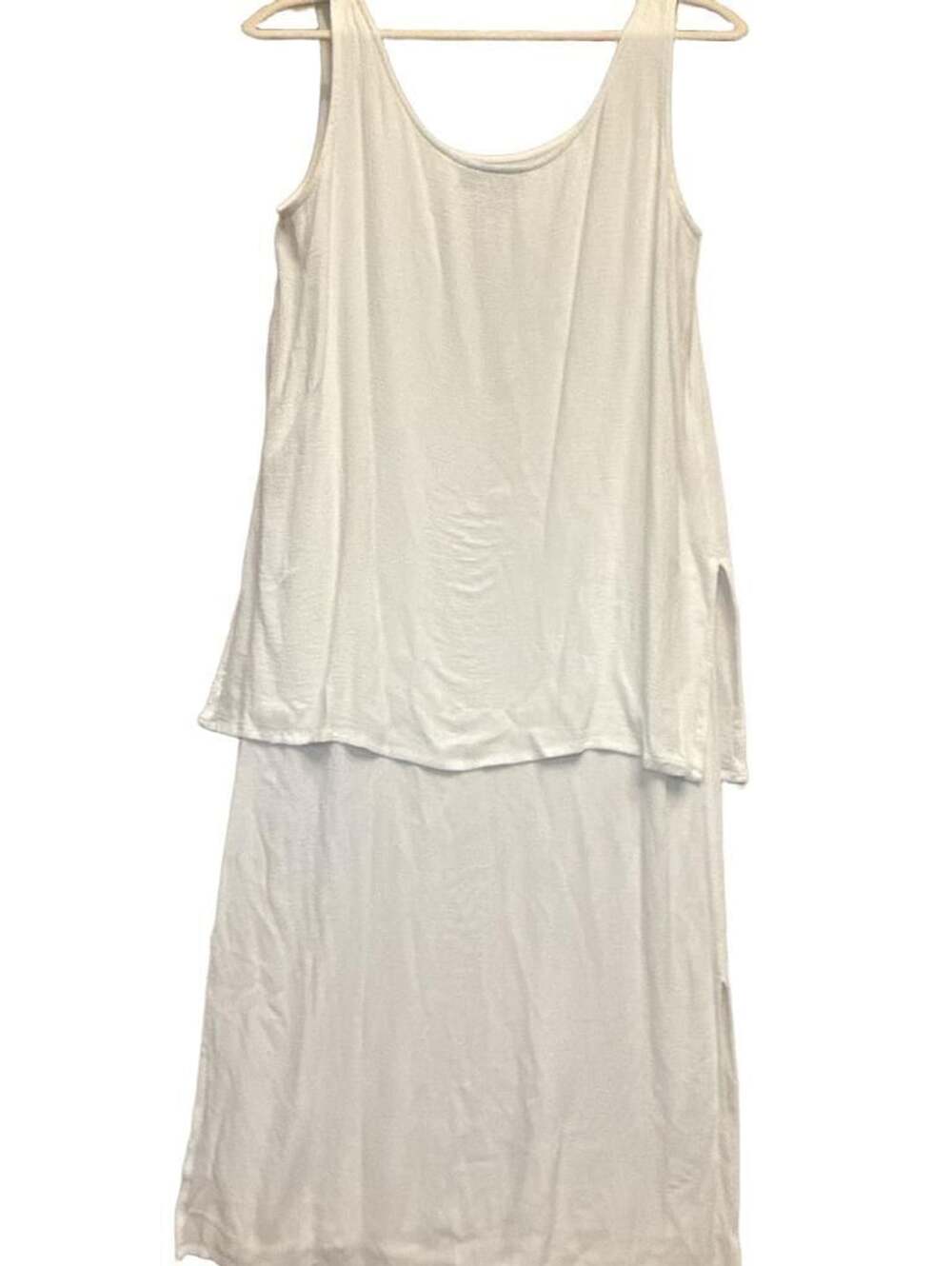 90s Samantha Taylor White Textured Layered Look Maxi Dress